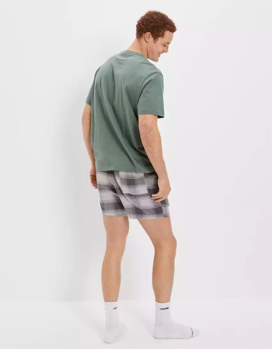 Loungewear American Eagle AE Flannel Shorts Grise Homme | CYA-40384751